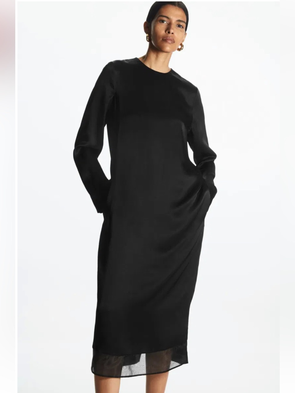 COS Organza-Panelled Midi Dress - Size 6